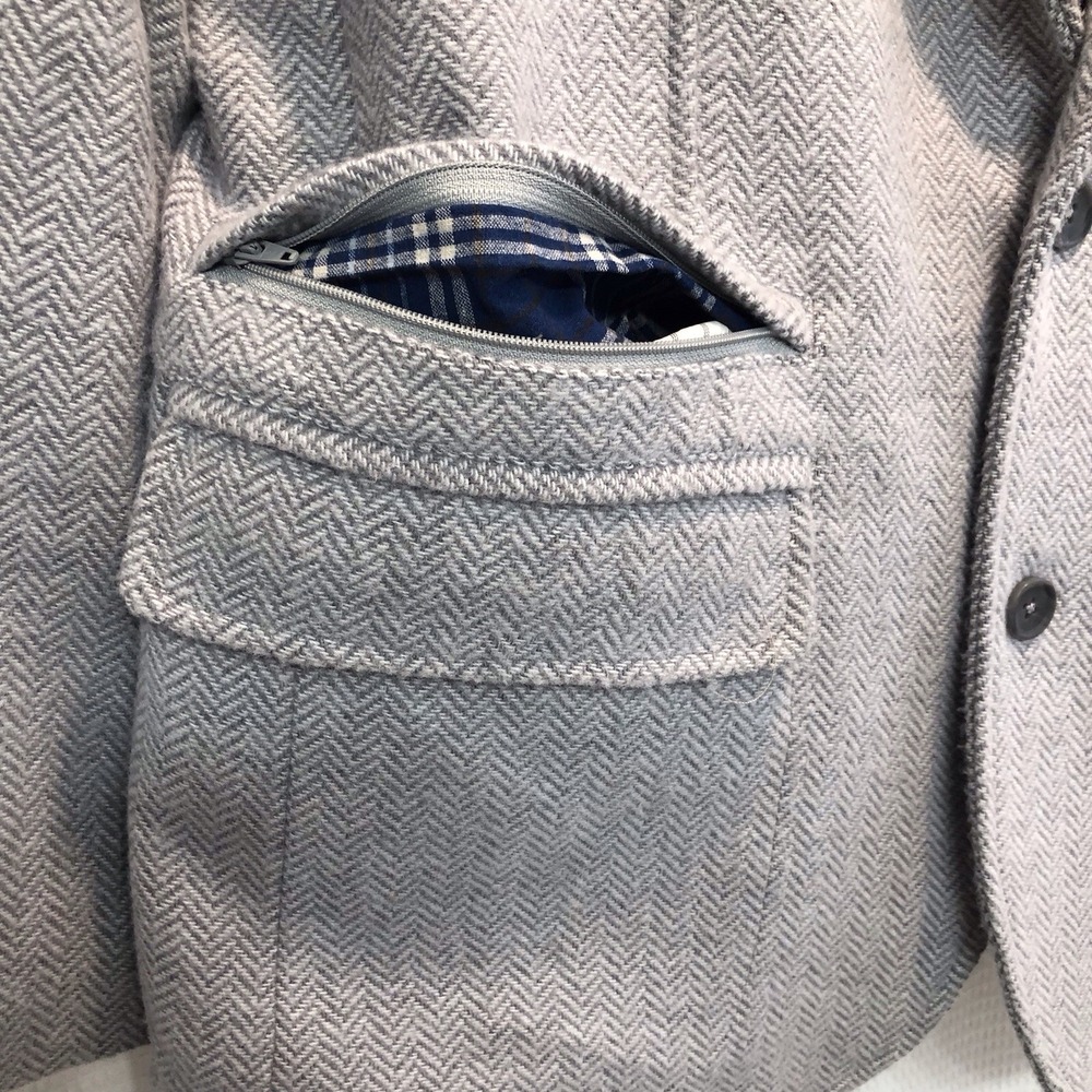The Territory Ahead Tweed Sport Coat Mens L Herringbone Elbow Patch Flannel - Picture 8 of 12